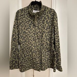Sebby Olive Leopard Print Utility Jacket